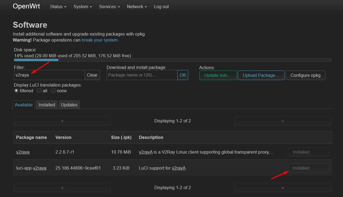 V2rayA OpenWrt Step 3